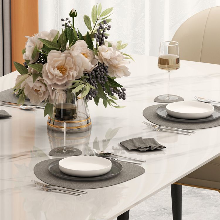 Metal Contemporary Rectangular Table Sintered Stone Table for Dining Room