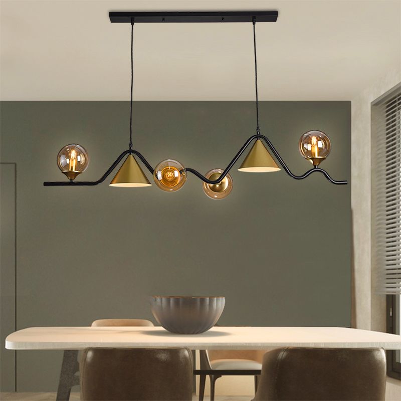 Nordic Glass Island Light Geometric 6 Lights Island Anhänger für Wohnzimmer