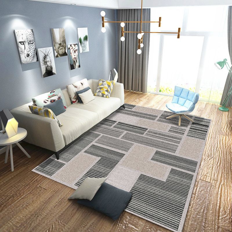 Minimalistic Geometric Rug Multi Colored Synthetics Carpet Stain Resistant Pet Friendly Anti-Slip Backing Rug for Living Room