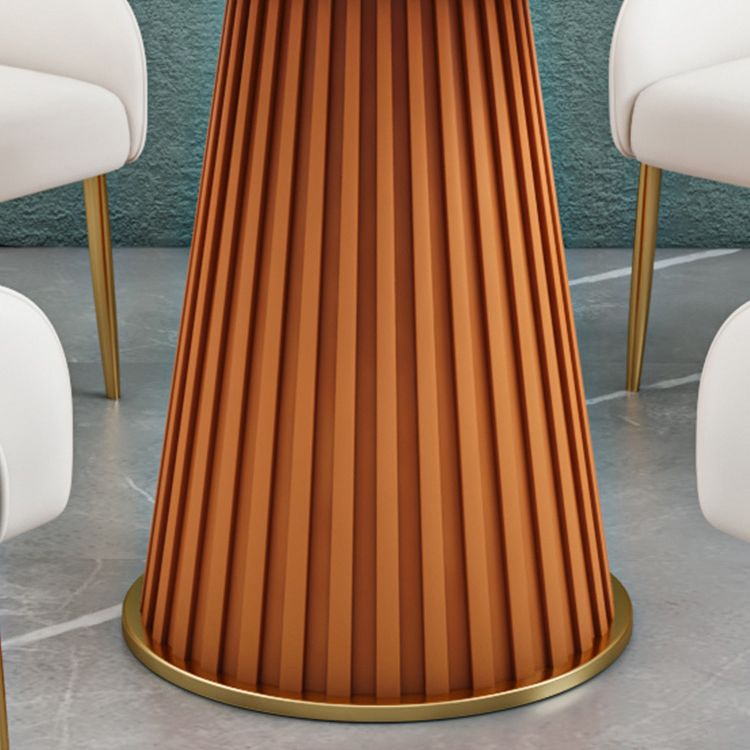 Luxury Sintered Stone Top Dining Table Restaurant Round Table with Metal Pedestal Base