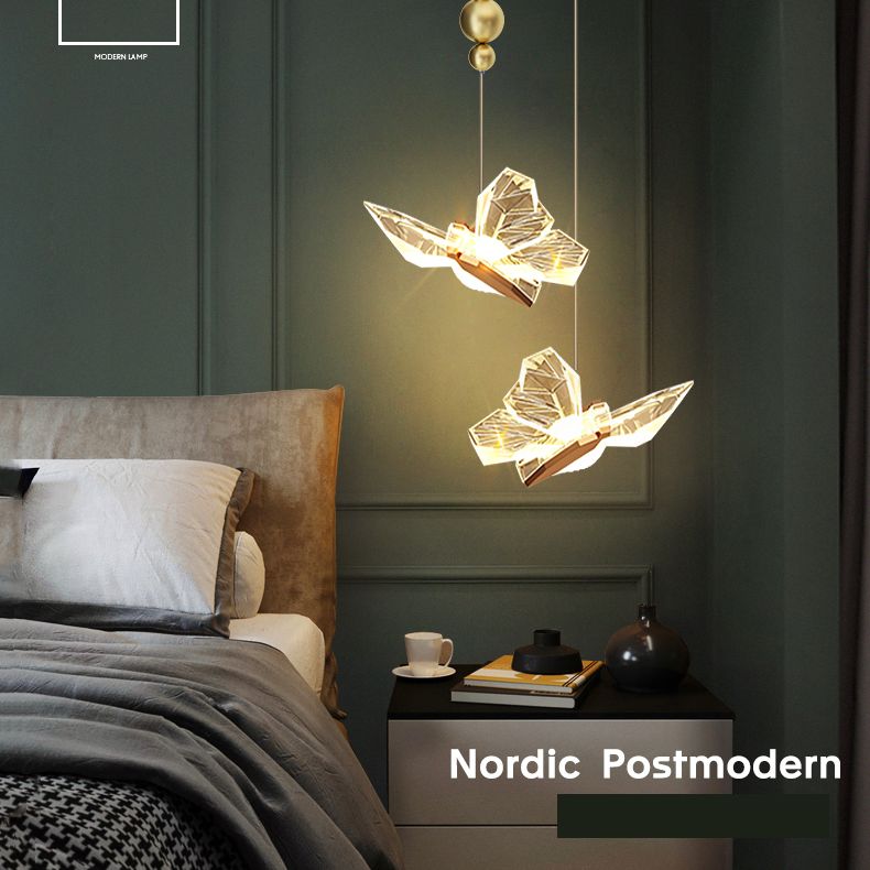 Gold Acrylic Down Lighting Pendant Contemporary 1-Light Ceiling Light for Bedroom