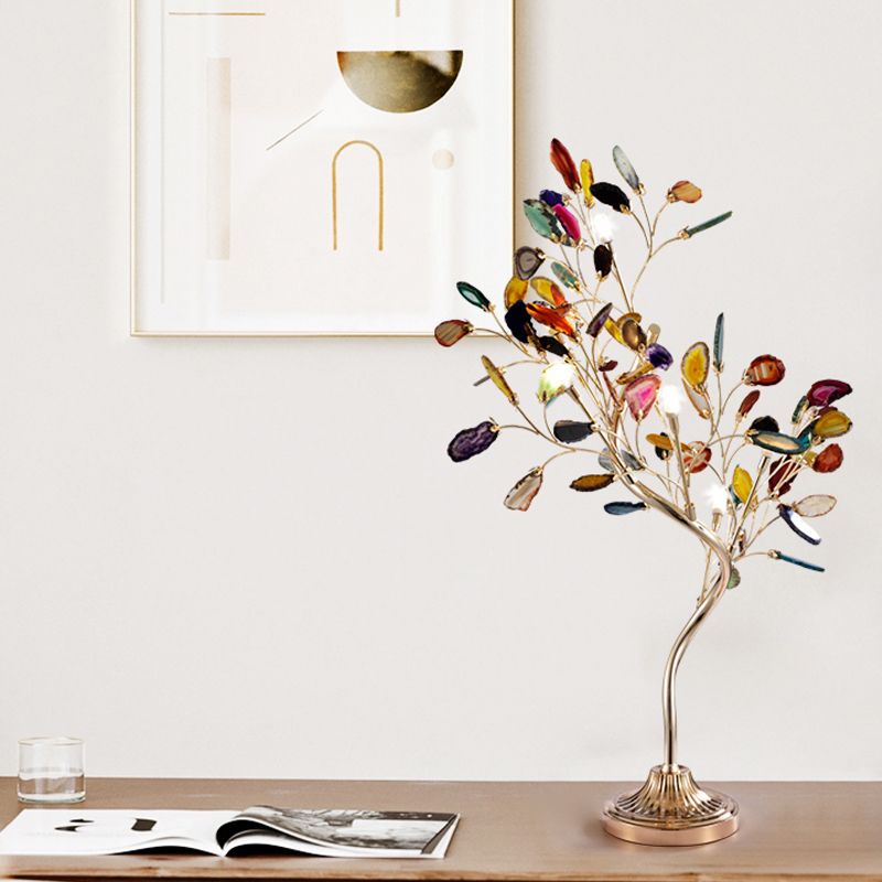 Flower Branch Shaped Acrylic Table Lighting Contemporary LED Rose Gold Desk Lamp