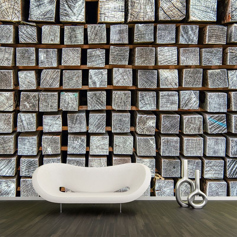 3D Industrial Wood Grain Customized Mural Mildew Resistant Decorative Wall Covering