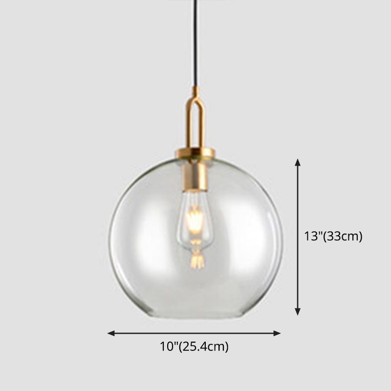 Contemporary Single Bulb Pendant Lighting with Globe Glass Shade