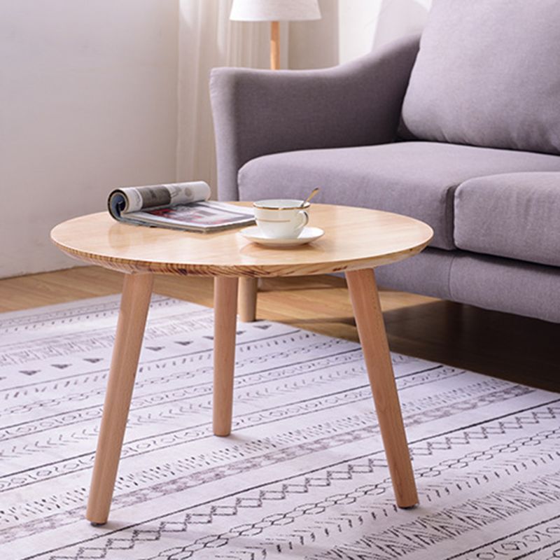 Traditional Style Cocktail Table White/wood Color Rubber Wood Round Coffee Table