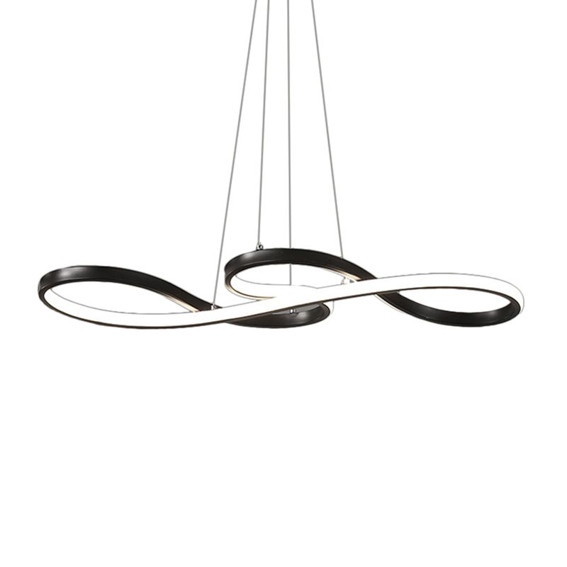 Modernism LED Ceiling Pendant with Acrylic Shade Black/White/Gold Twisted Hanging Lamp in Warm/White/Natural Light, 29.5"/39" Wide