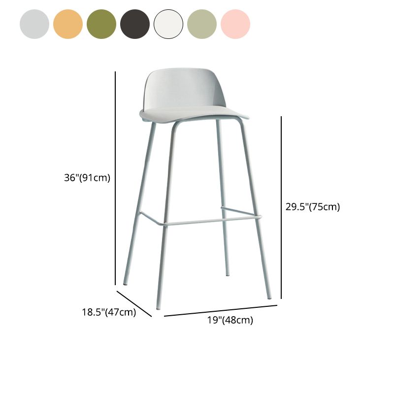 Scandinavian Living Room Low Back Stool Matte Finish Plastic Barstool