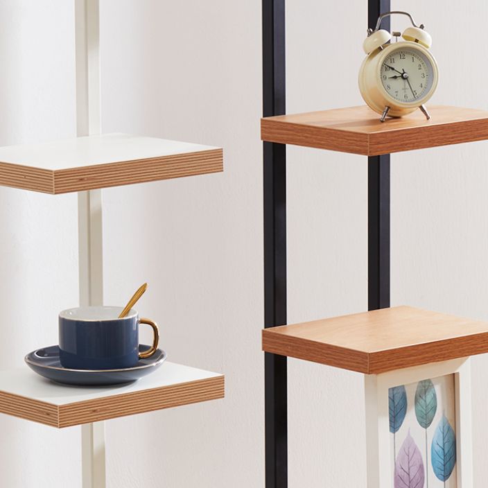 Contemporary Standard Bookshelf Open Back Engineered Wood Bookcase