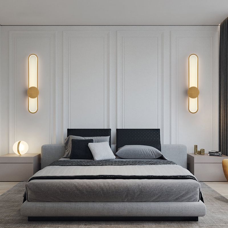 Nordic Style Brass Wall Light Linear Single Light LED Wall Sconce for Living Room