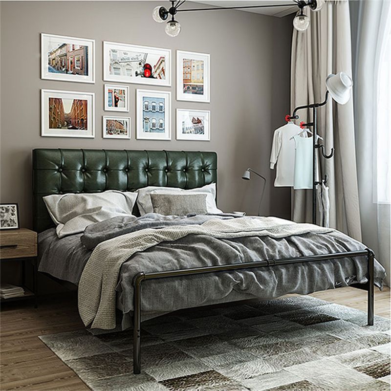 Upholstered Headboard Open-Frame Bed Metal and Upholstered Bed Frame with Metal Legs