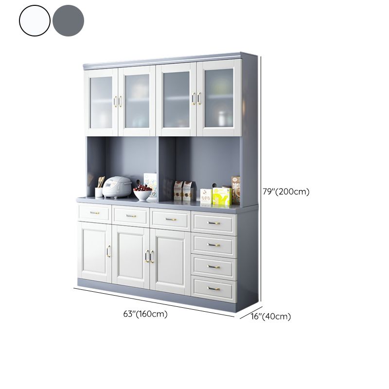 Solid Wood Sideboard Table Contemporary Dining Server with Glass Doors