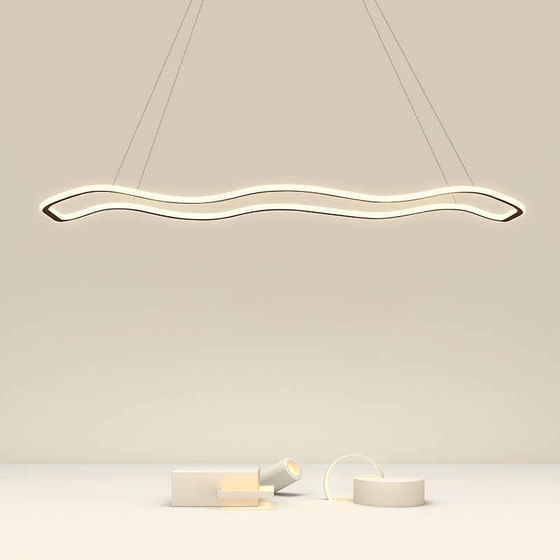 Metal Wavy Island Pendant Light Modern Style LED Island Lighting Fixture for Dinning Room