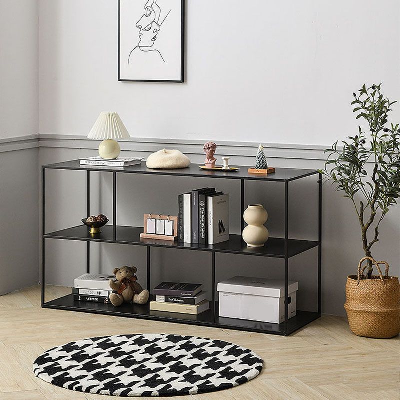 Contemporary Metal Shelf Bookcase Black Etagere Book Shelf for Study Room