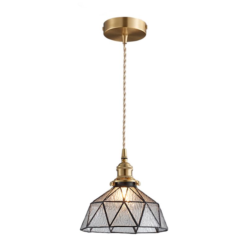 Vintage Glass Pendant Light 1-Light Geometric Ceiling Light Fixture for Hallway