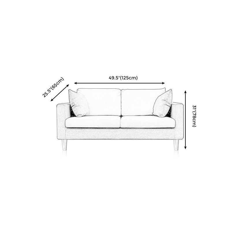 Contemporary Fabric Stationary Square Arm Loveseat with Loose Back