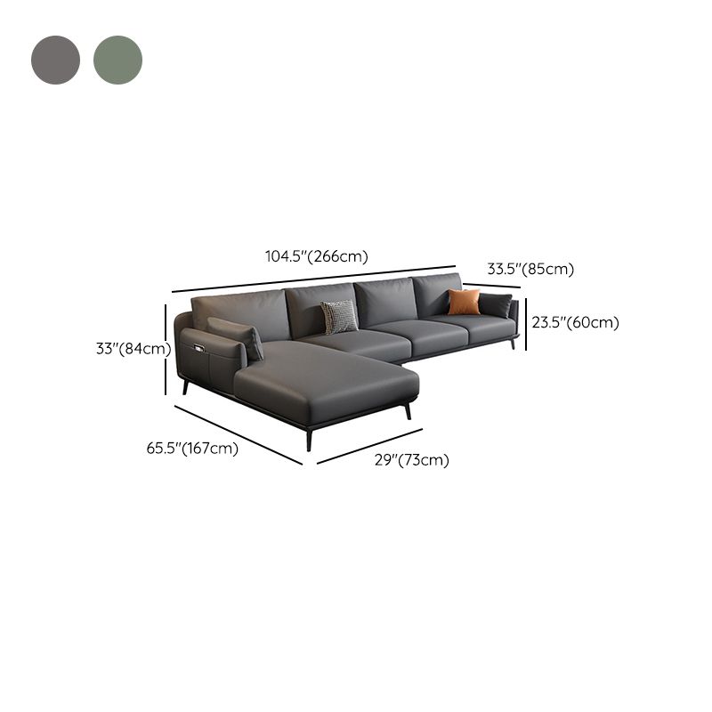 Round Arm L-shape Sectional Modern 4-seater Sectional with Storage