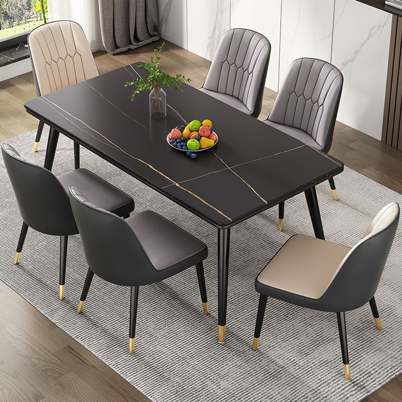 Simple Kitchen Standard Dining Table Sintered Stone Rectangle Dining Table with 4 Legs Base