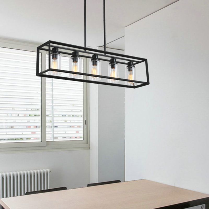 Rectangle Island Chandelier Lights Industrial Style Metal Chandelier Lighting Fixtures for Kitchen
