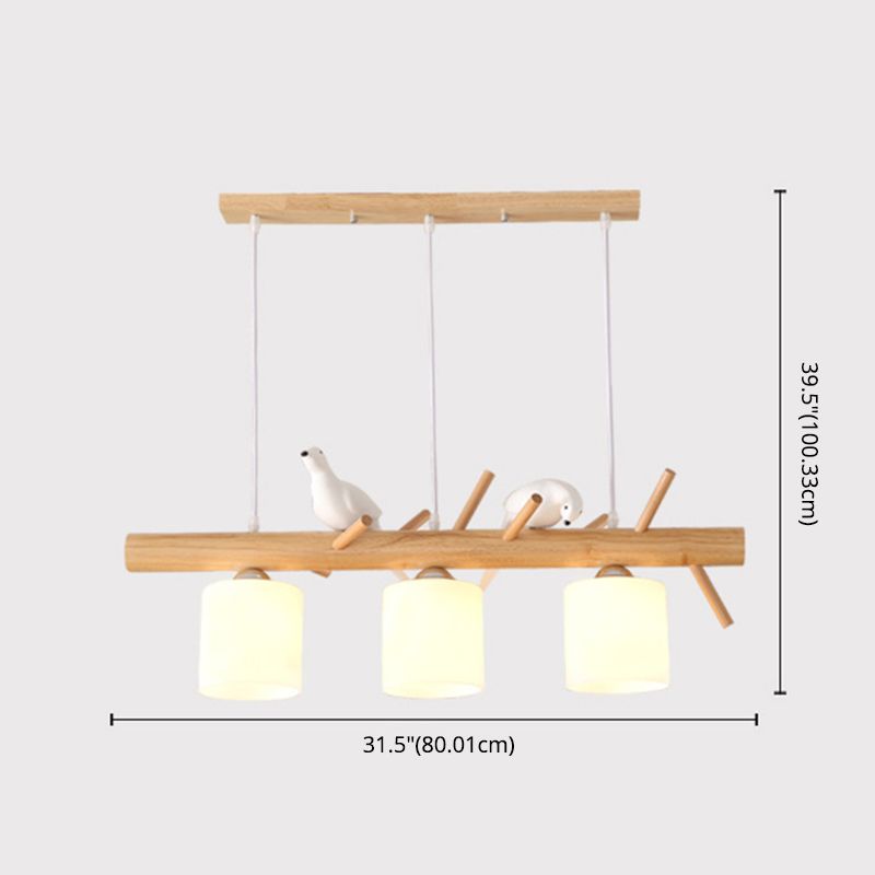 Luces de araña de la isla de cilindro simplicidad accesorios de iluminación de lámpara de vidrio blanco para mesa de comedor