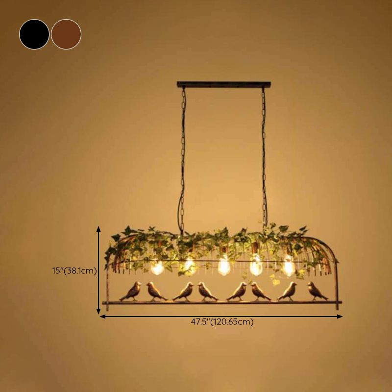 Multi - Light Iron Kitchen Island Pendant in Black / Antique Brass Ceiling Lighting
