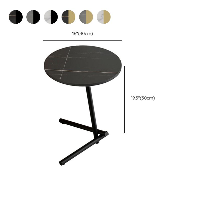 Contemporary Slate and Metal Single Coffee Table Frame Round Glam Coffee Table