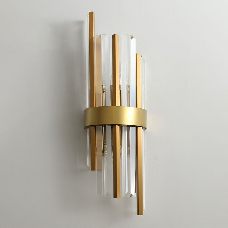 Gold Geometric Wall Sconce in Modern Luxury Style Warhing Fir Wall Lampe With Crystal Shade