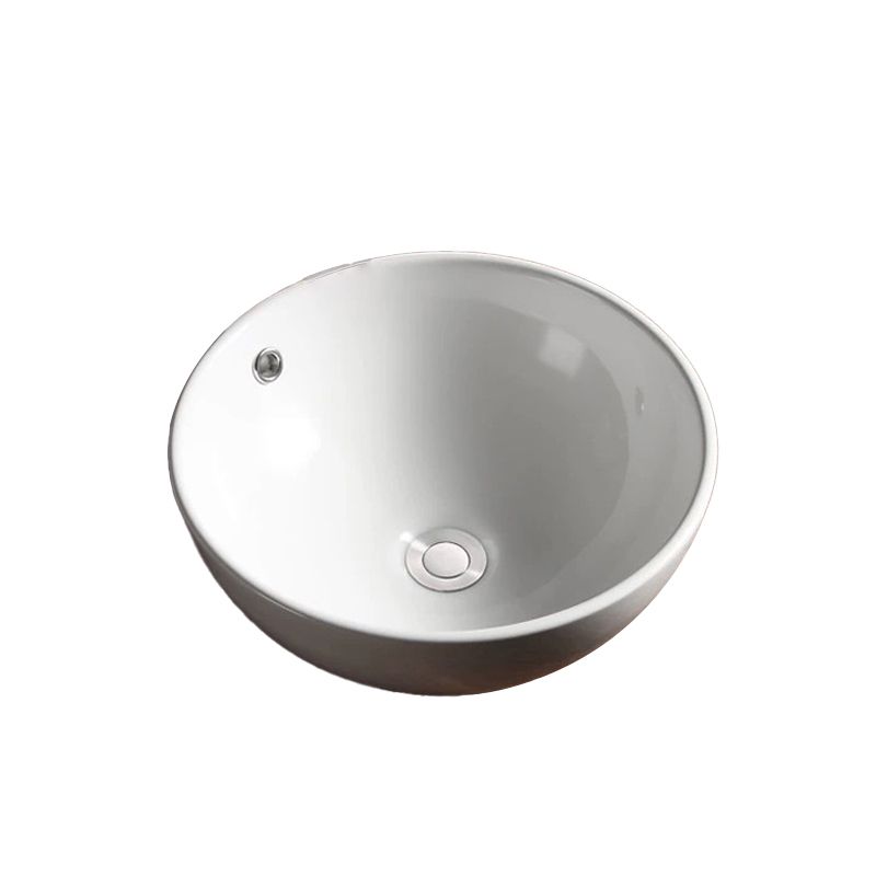 Modern Vessel Bathroom Sink Porcelain Oval with Pop-Up Drain Bathroom Sink