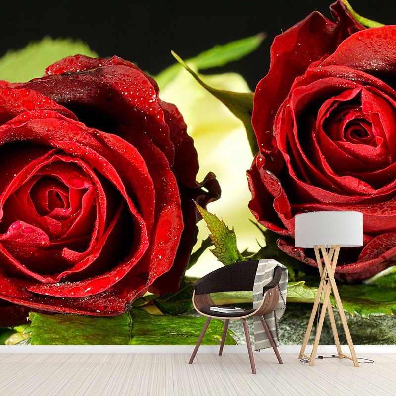 Customized Moisture Resistant Mural Wallpaper Decal Roses Blooming Wall Decor