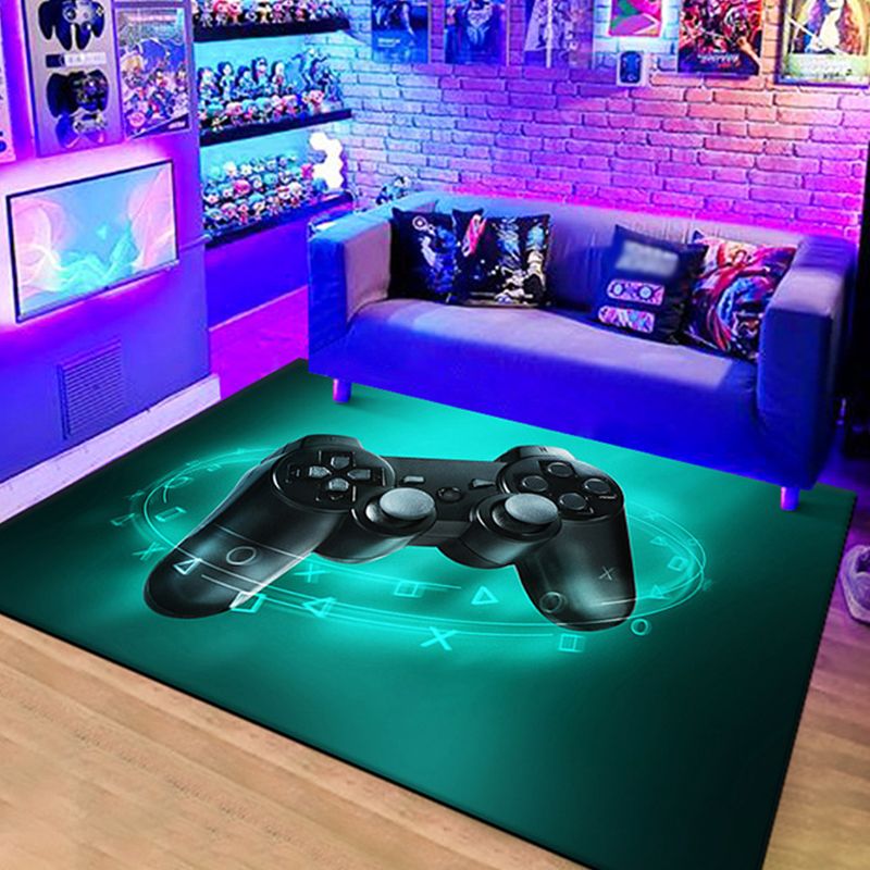 Hip Hop Game Controller Print Rug Polyester Carpet Stain Resistant Area Rug for Living Room