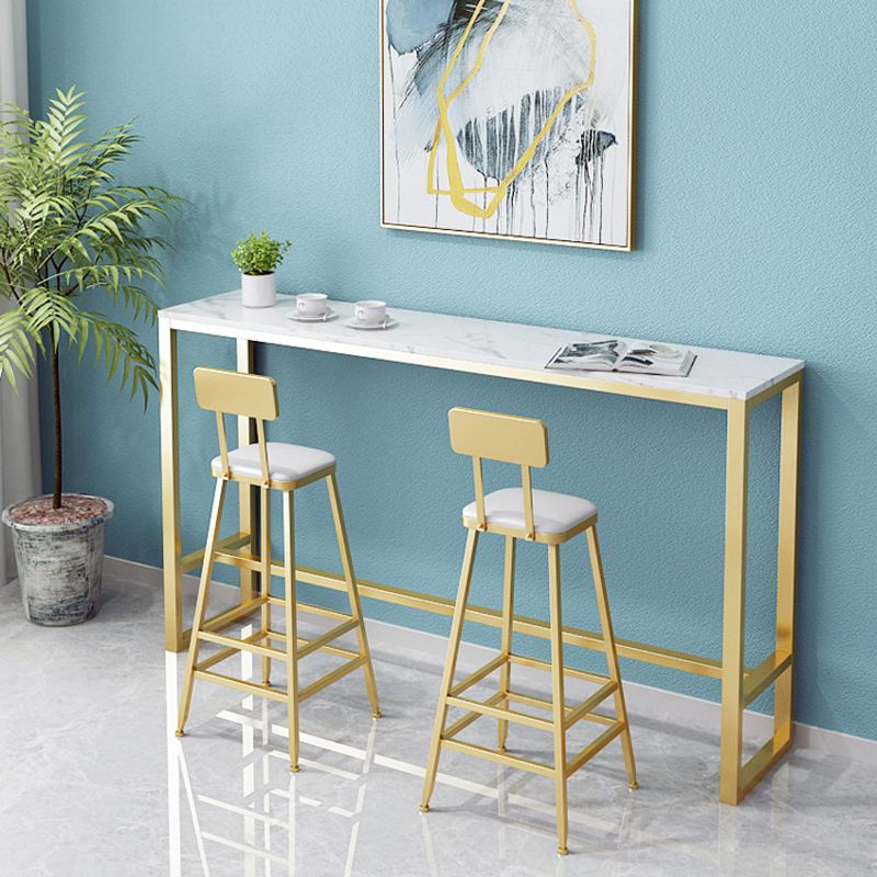 Glam Style 1/2/3 Pieces Bar Table Set Rectangle Bar Table with Metal High Stools for Home