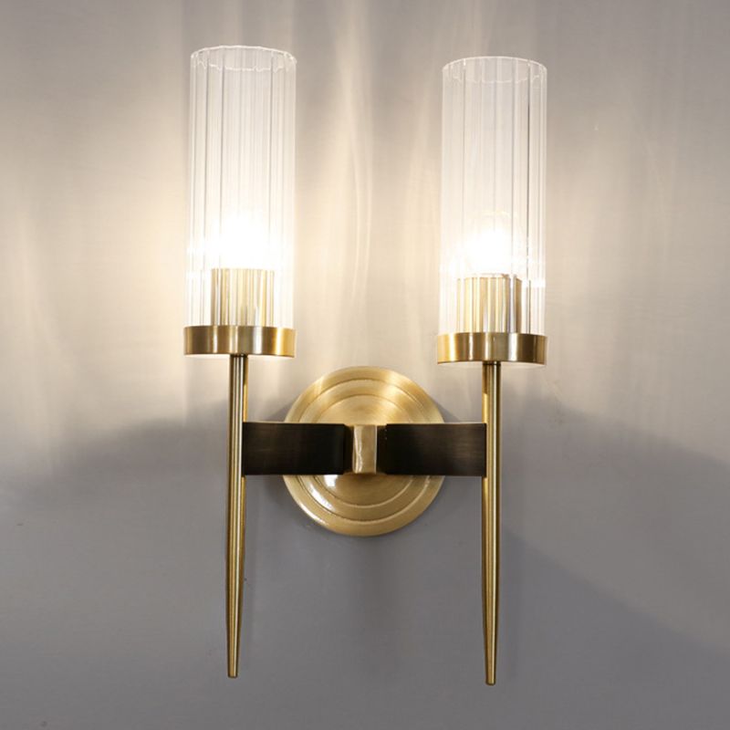 Postmodern Cylindrical Wall Mounted Lighting Clear Glass Wall Mount Lamp for Living Room