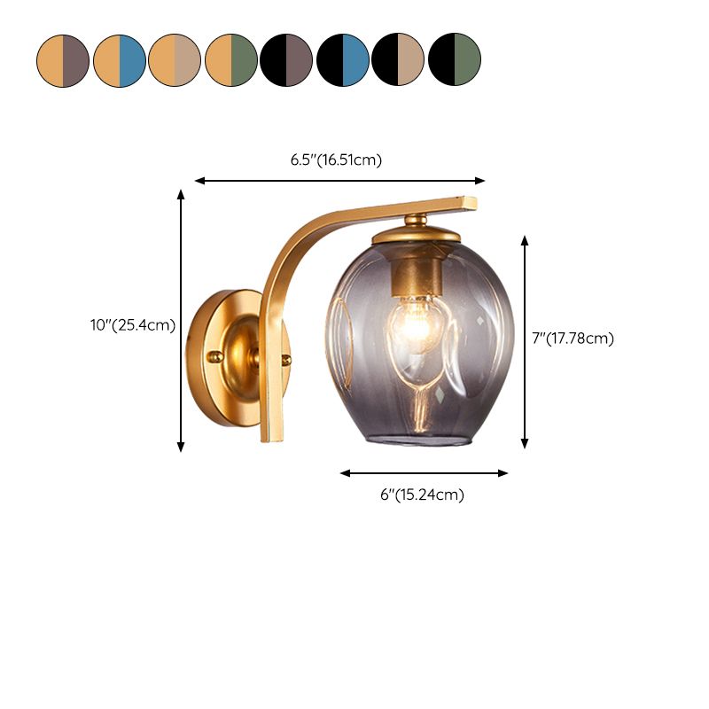 Iron & Glass 1 - Light Wall Sconce in Black / Gold Modernism Wall Lighting Fixture