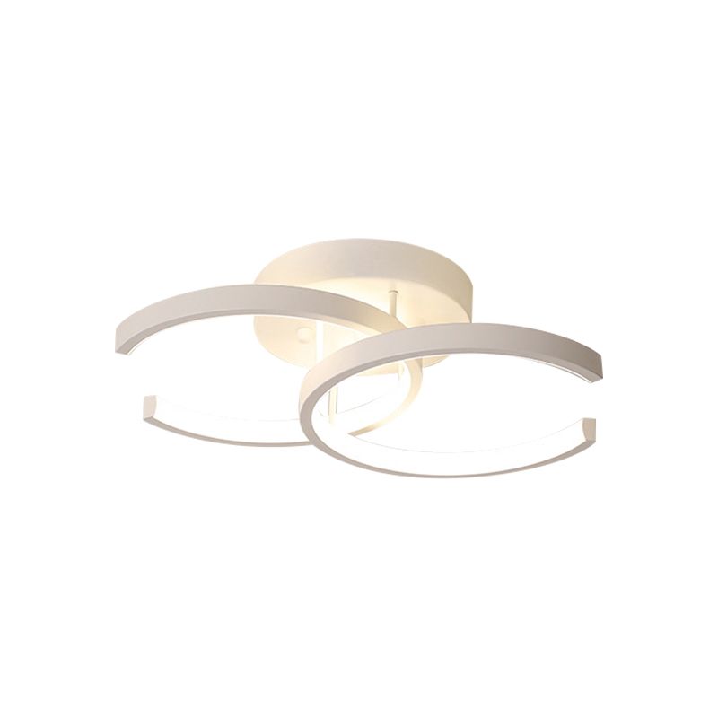 LED Corridor Semi Mount Lighting Modern White Ceiling Flush with Dual C-Shape Metal Shade, Warm/White Light