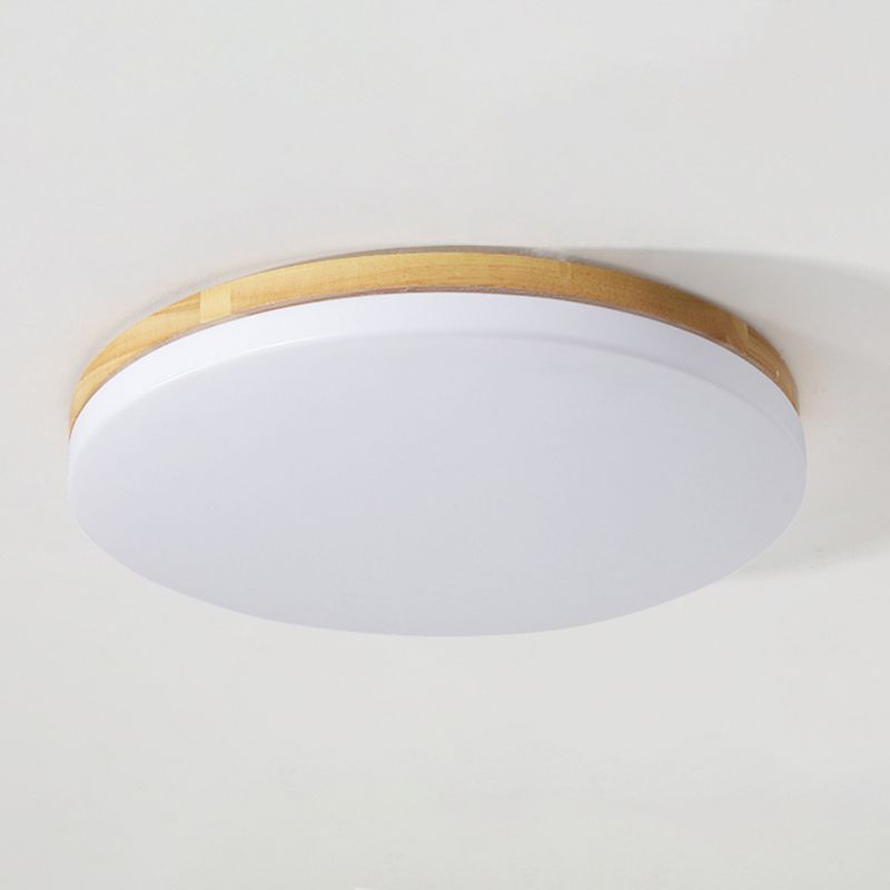Modern Style Round Ceiling Light Wood LED Flush Mount Light for Living Room