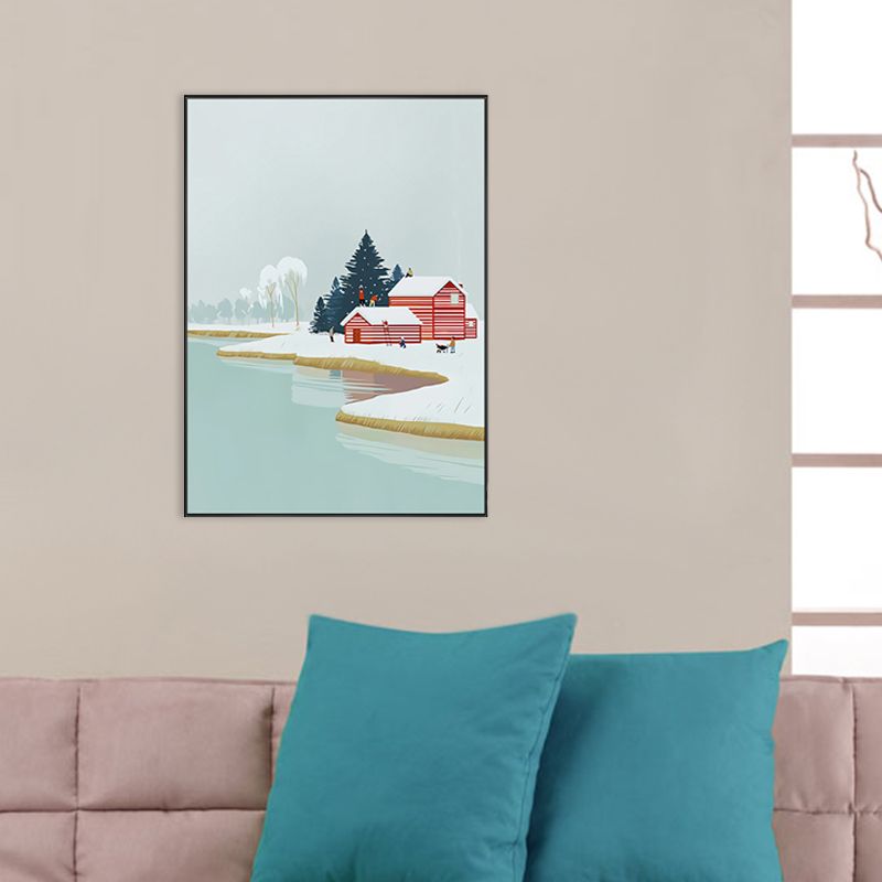 Illustration für Kinderkunst-Wanddekoration mit saisonaler Landschaft in hellen Farben für das Schlafzimmer