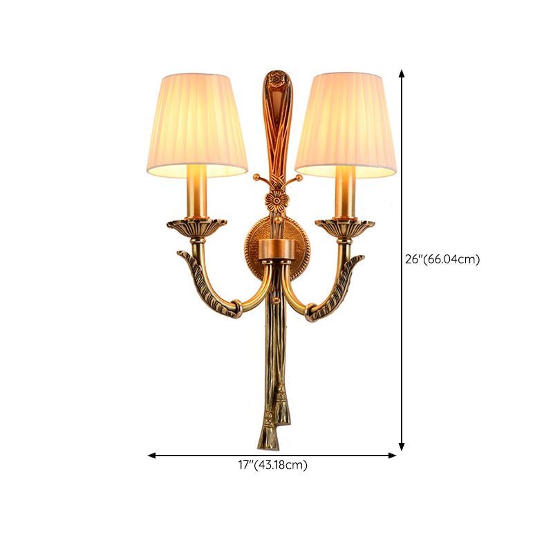 Modern Copper Wall Mount Lamp Golden with Fabric Shade for Living Room