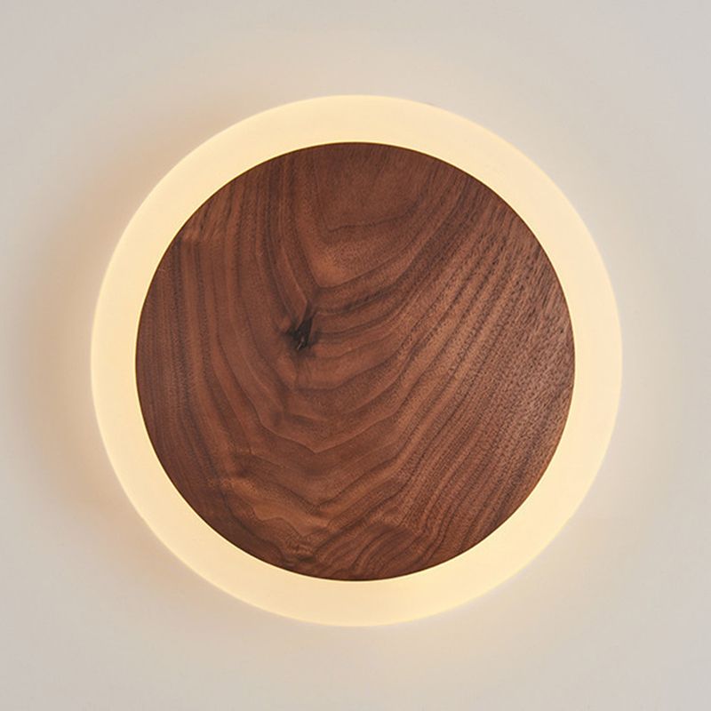 Geometric Shape Wood Wall Light Fixture Modern Style Wall Lamp for Living Room