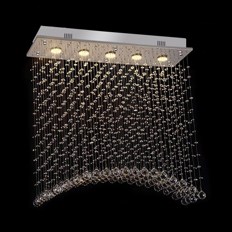 Minimalist Linear Crystal Flush Mount  Lighting 5 Lights Contemporary Flush Ceiling Light Fixture