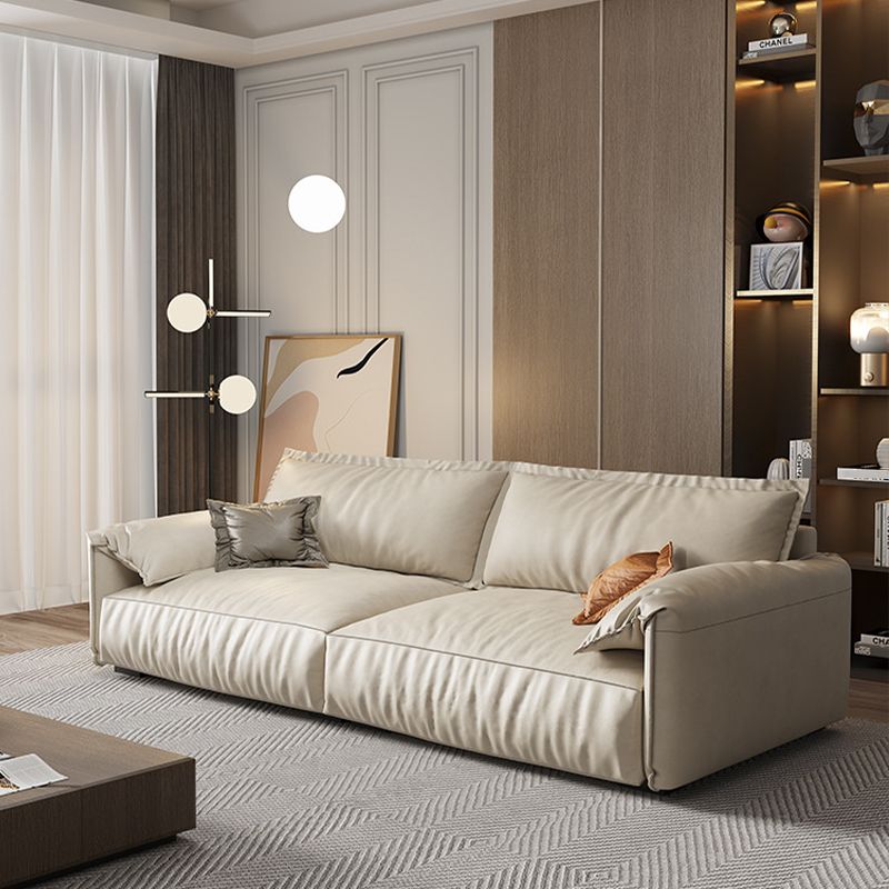 Leather Square Arm Loveseat Standard Loose Back Settee Furniture
