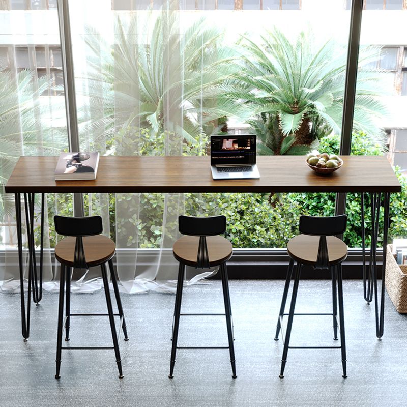 Solid Wood Pub Table Bar Height Industrial Rectangle Bar Table for Small Places