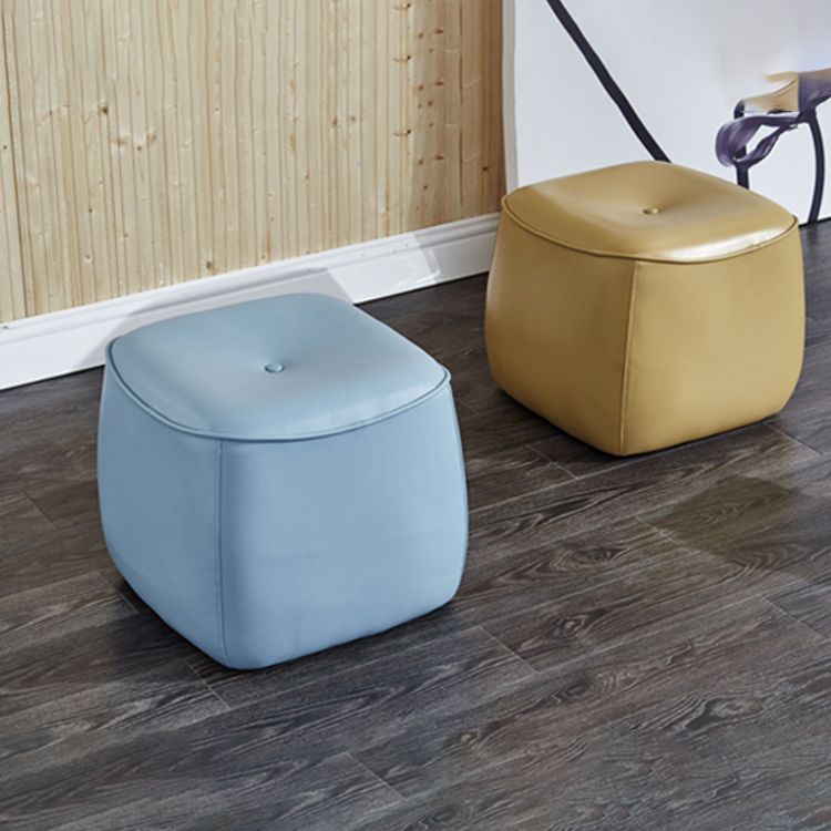 Contemporary Rectangle Shape Pouf PU Leather Upholstered Ottoman