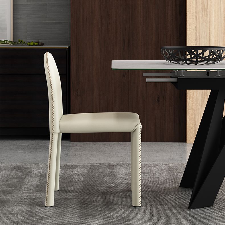 Silla de comedor de estilo moderno Silla auxiliar de cocina sin brazos con patas de metal