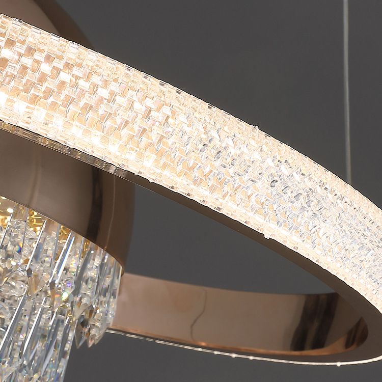 Gold Finish Globe Chandelier Modern Stylish LED Crystal Hanging Light in 3 Color Light