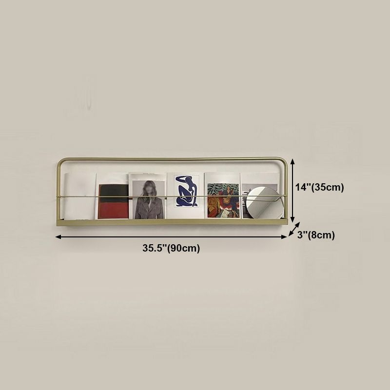 Metal Floating Bookcase Gold Color Wall Mounted Shelf for Home Office