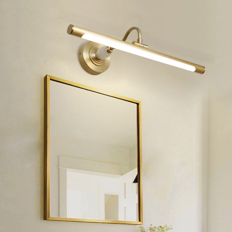 Metal linear Shade Mirro Wall Lights Modern 1 Head Wall Mount Fixture in Brass