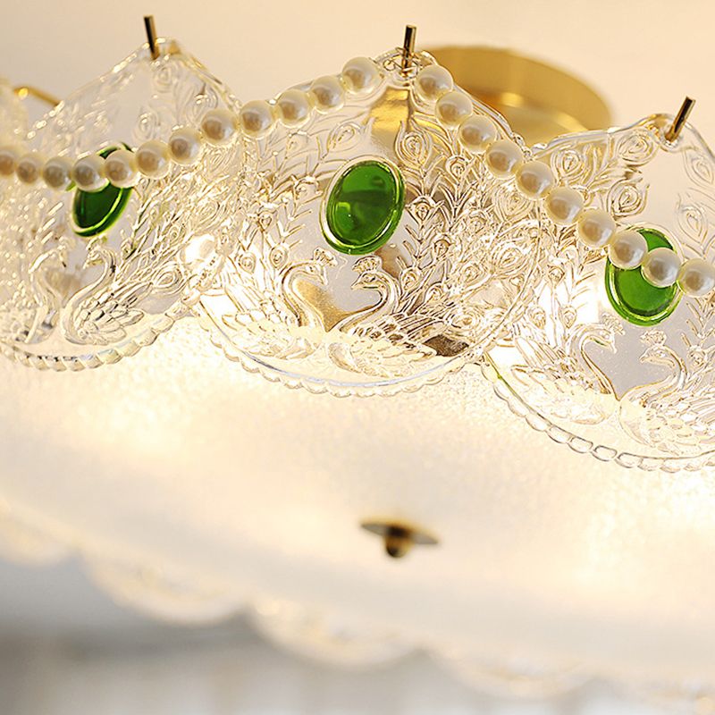 5-Lights Modern Style Flush Mount Glass Ceiling Light for Living Room