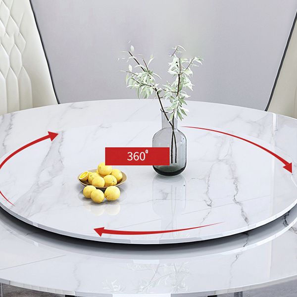 Mesa redonda de piedra contemporánea, mesa de comedor de altura estándar con base de pedestal
