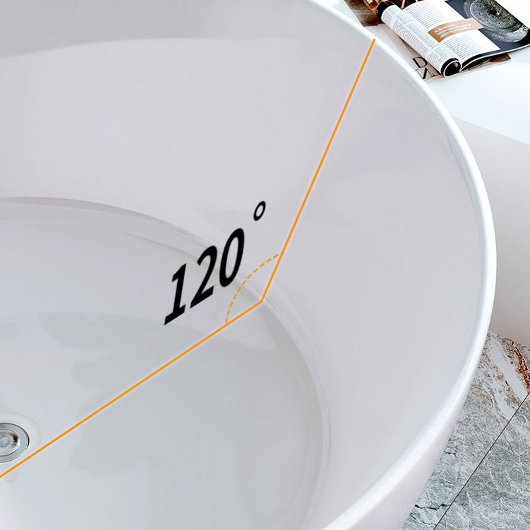 Round White Acrylic-Fiberglass Bathtub Soaking Freestanding Bath Tub