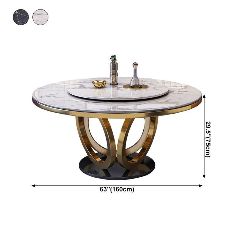 Glam Marble Round Dining Table Standard Kitchen Dining Table with Pedestal Base