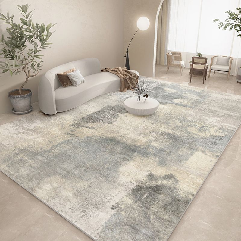 Blue Modern Rug Abstract Print Polyester Area Rug Stain Resistant Area Carpet for Home Decor